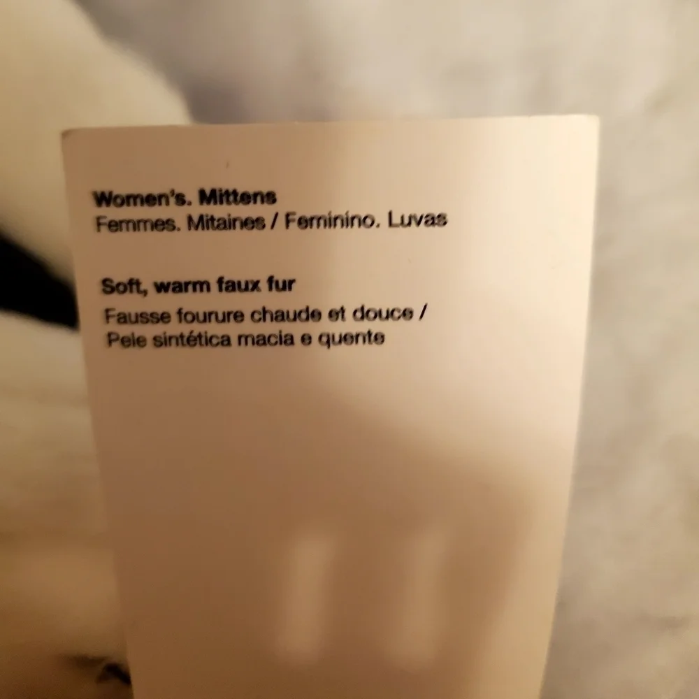 Nike White Faux Fur Mittens Size XS-S